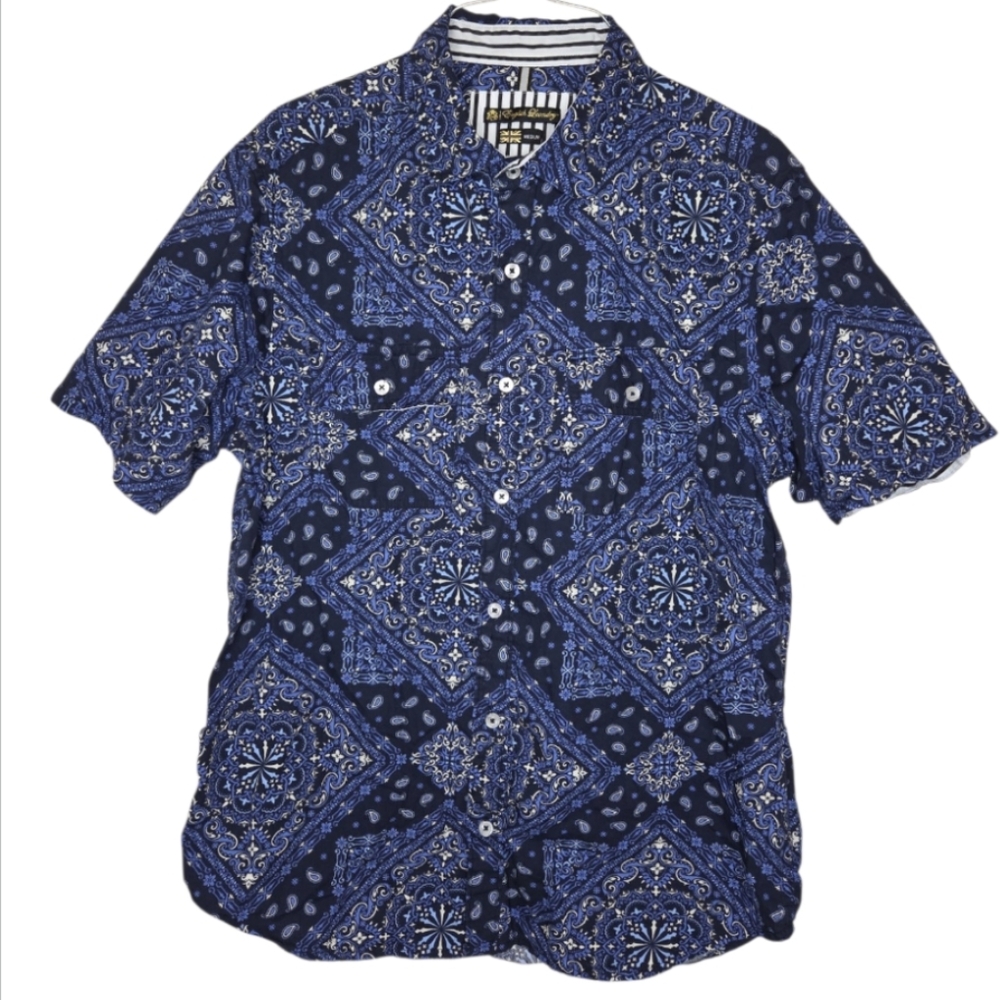 English Laundry Men's Bandana Paisley Print Short Sleeve Shirt Size M
